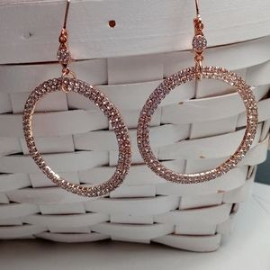 Rose Gold Drop Hoop Earrings